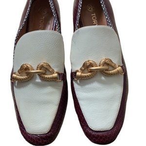 Tory Burch women’s loafer Jessa Horse Bit size 8 patent leather snakeskin red